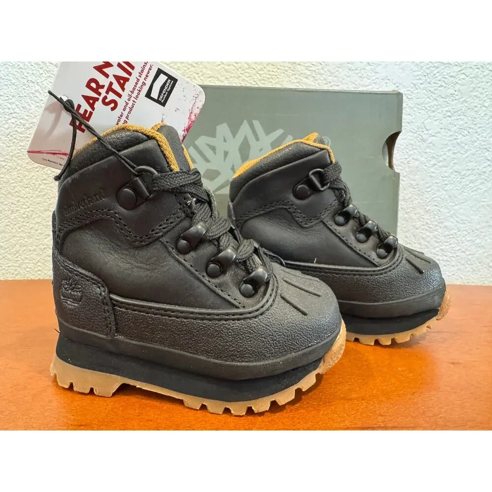 Timberland Euro Hiker Shell Water Resistant Toddler Boots Size 4 Black